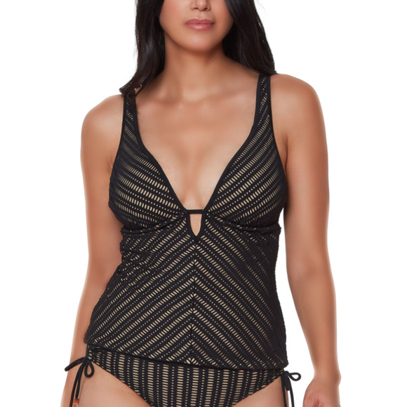 Bar III Women’s Black Crochet Swim Tankini Black Size M 15744